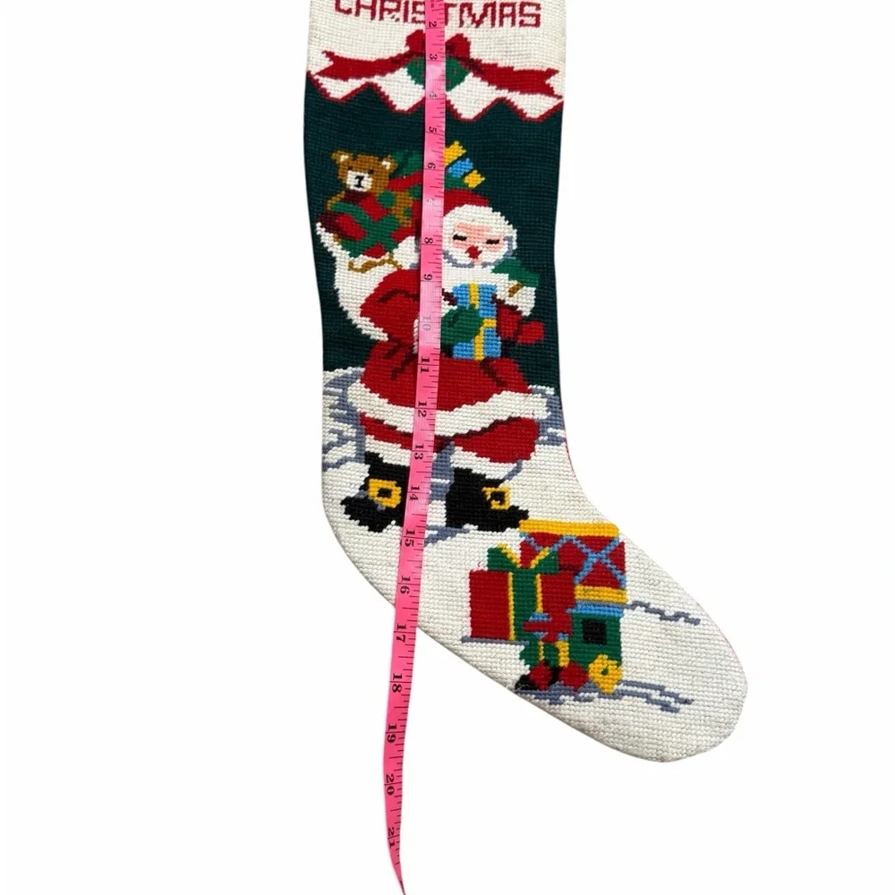 🎅 Vintage Needlepoint Christmas Stockings (Set of 2) Grannycore Holiday Decor 🧶